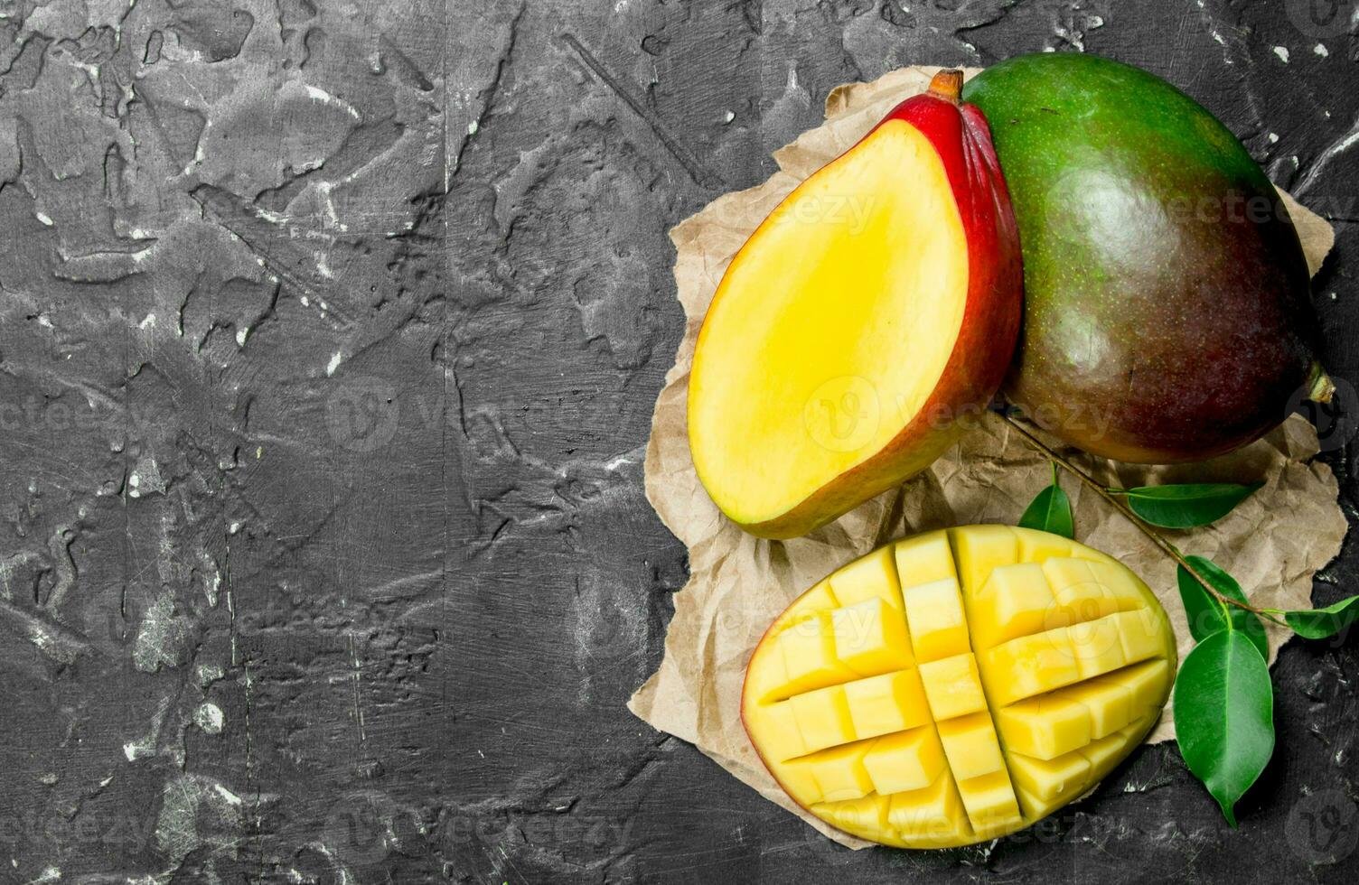Fragrant ripe mango on a napkin. photo