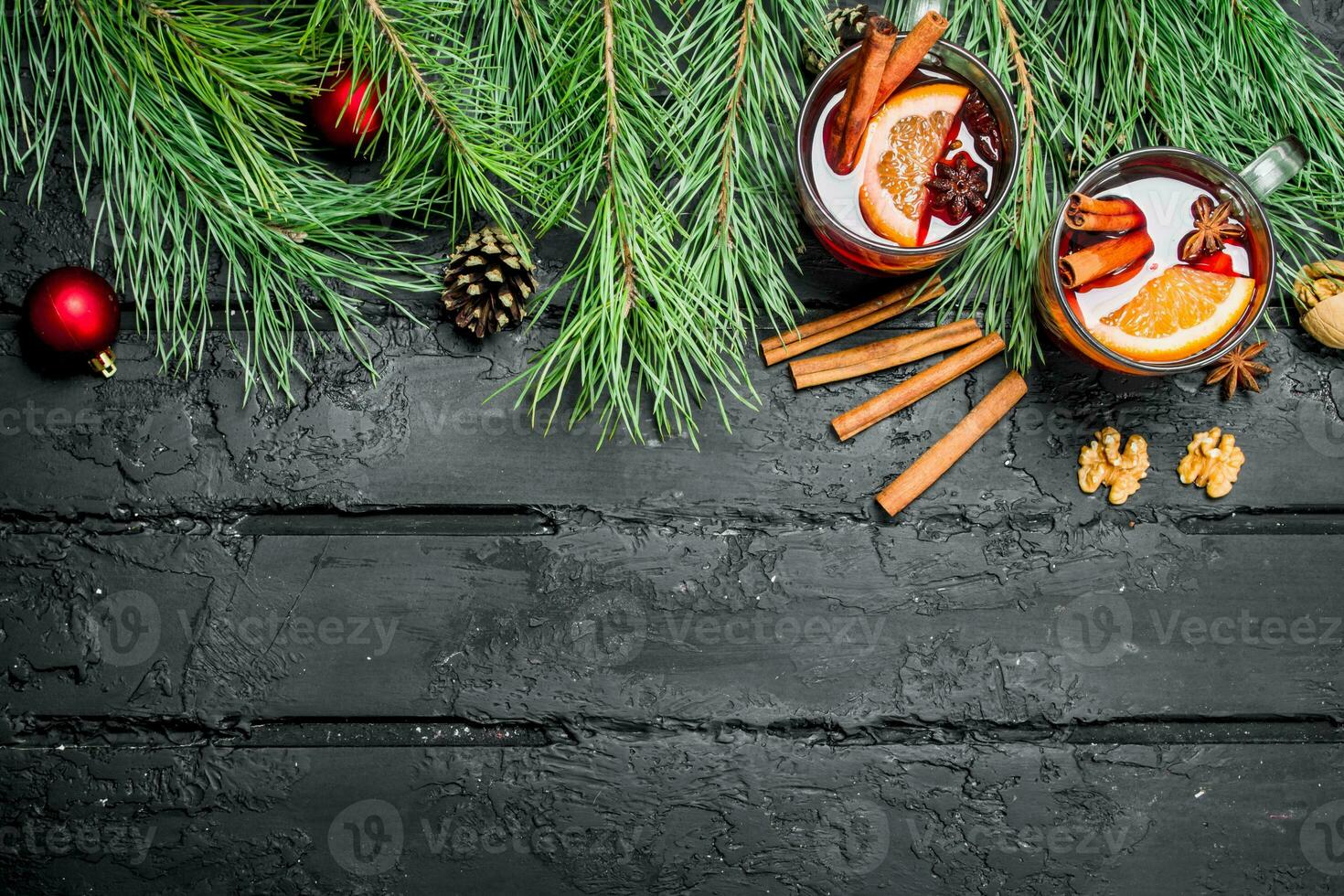 Christmas mulled wine with spices. photo