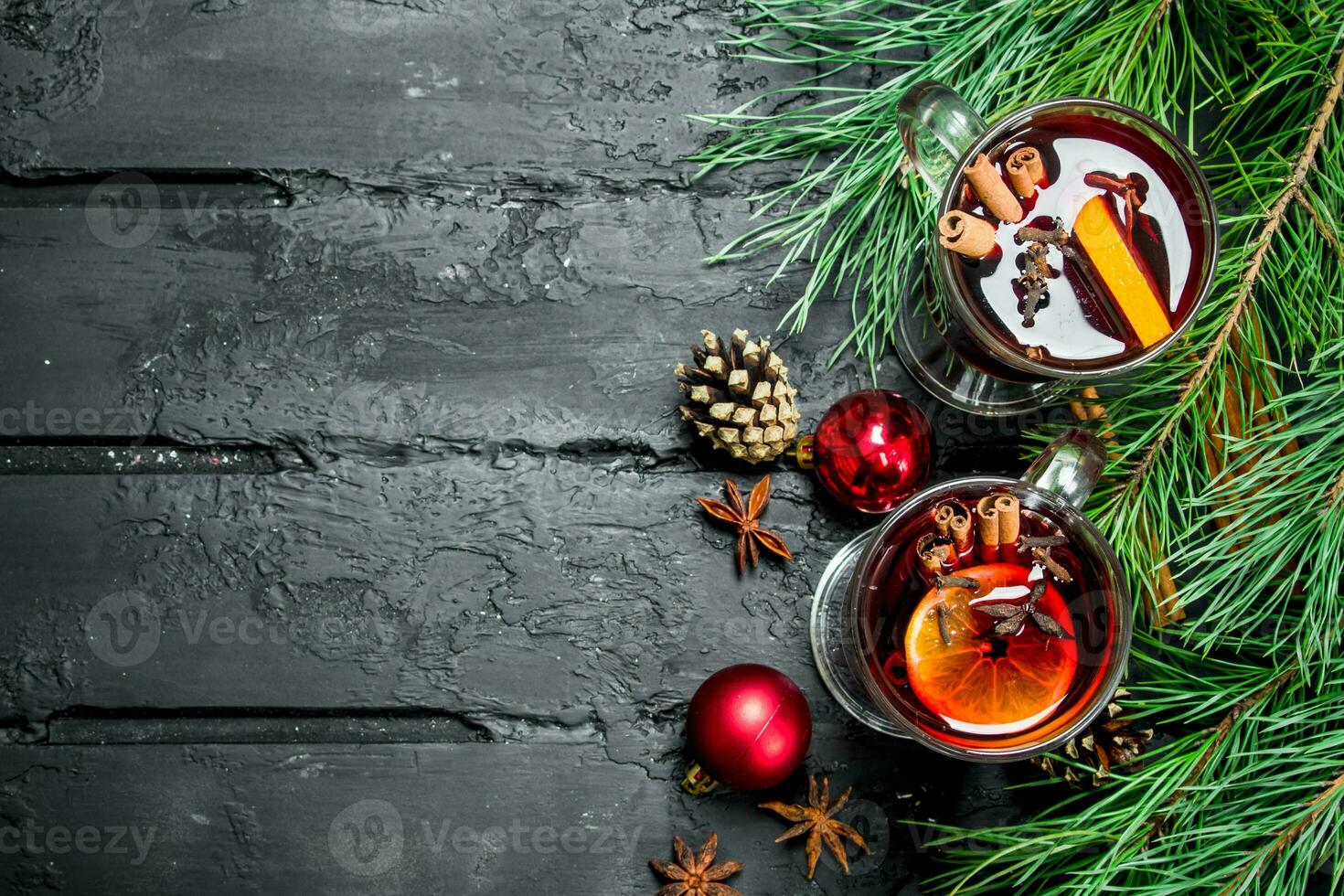 Christmas mulled wine with spices. photo