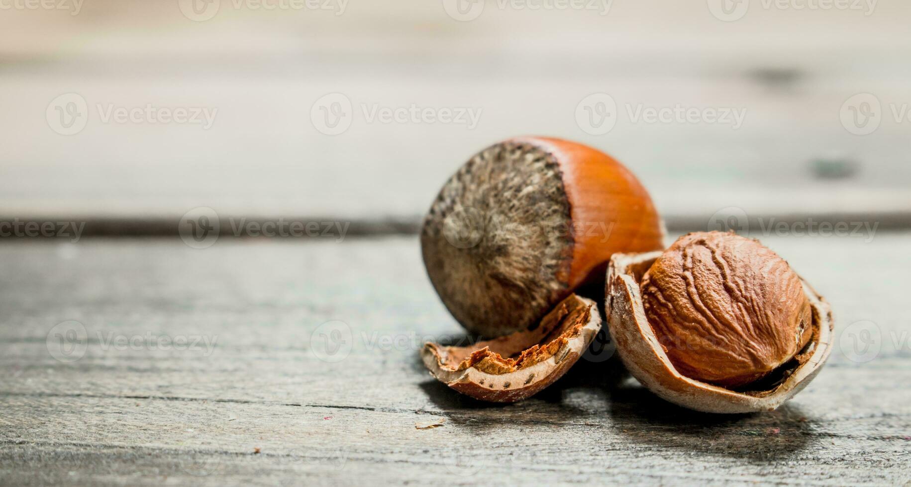 Hazelnut with shell . photo