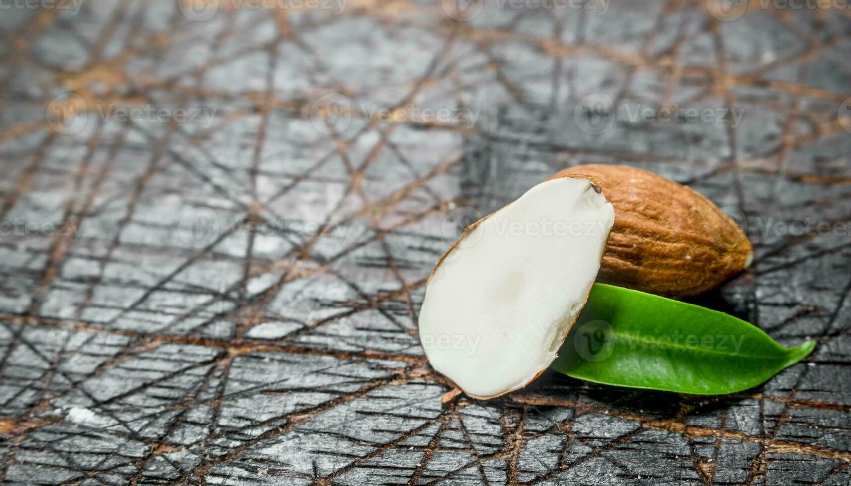 Almonds with leaves. photo
