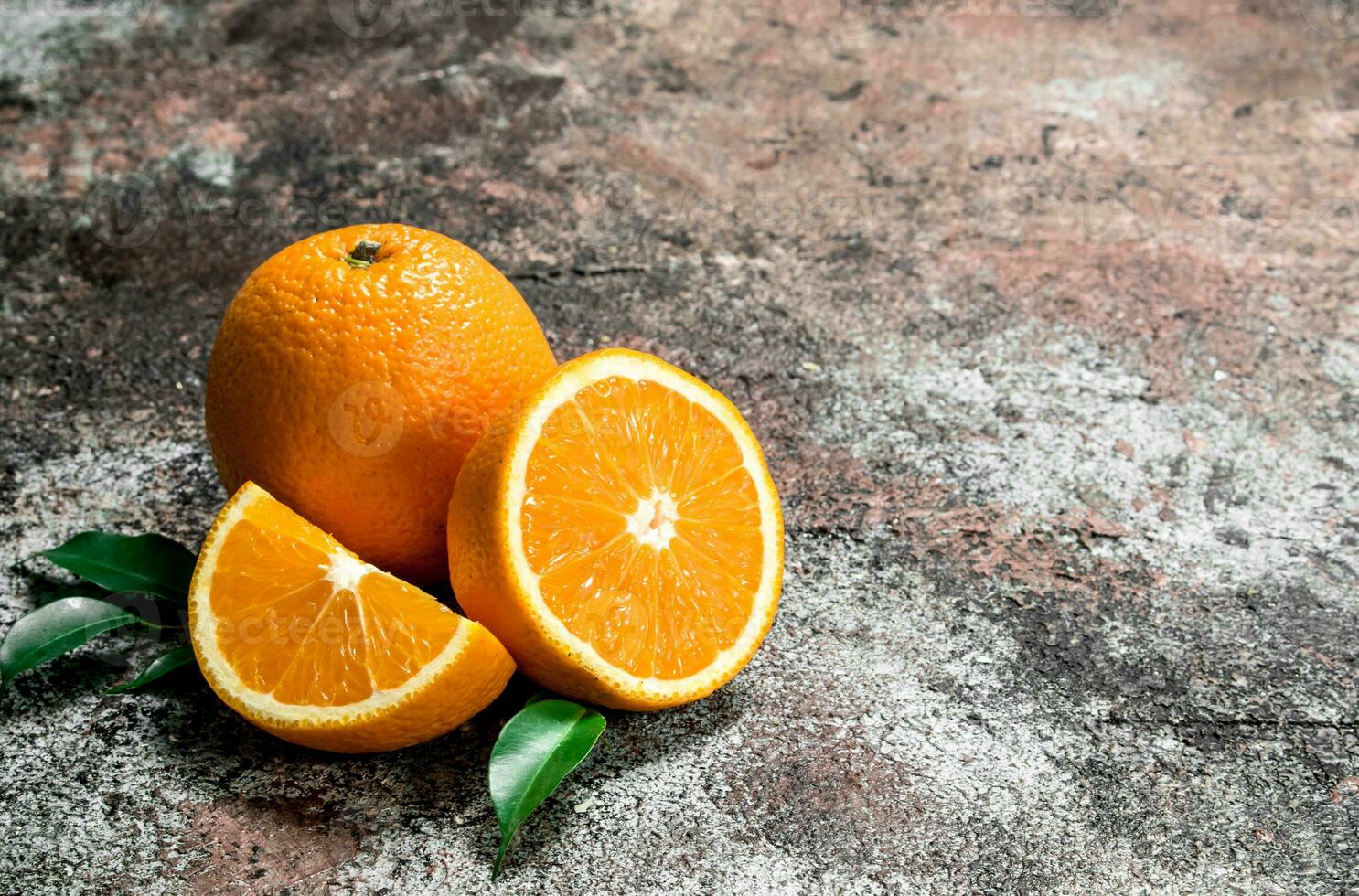 Pieces of fresh oranges. photo