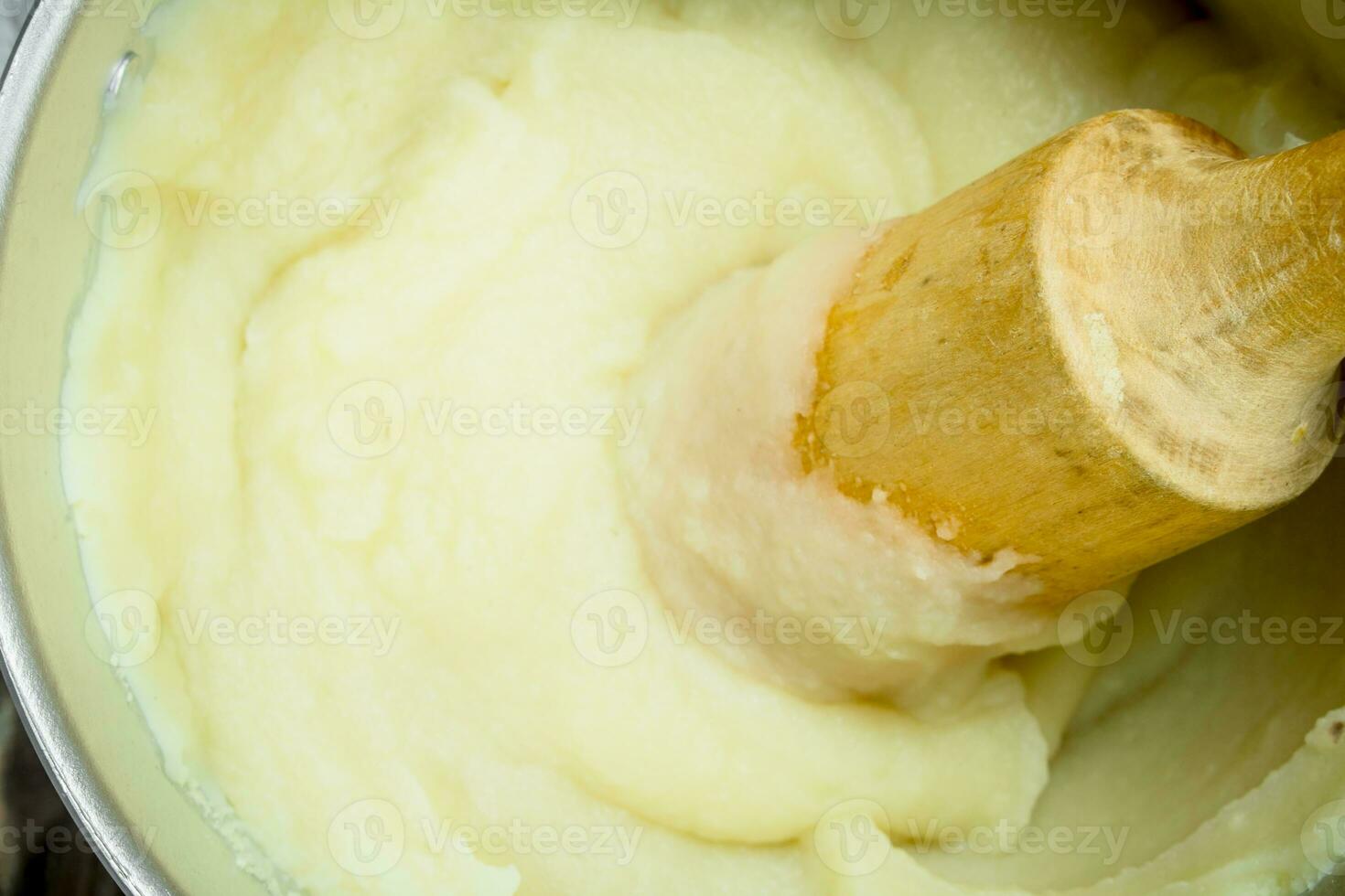 Mashed potatoes in a pan . photo