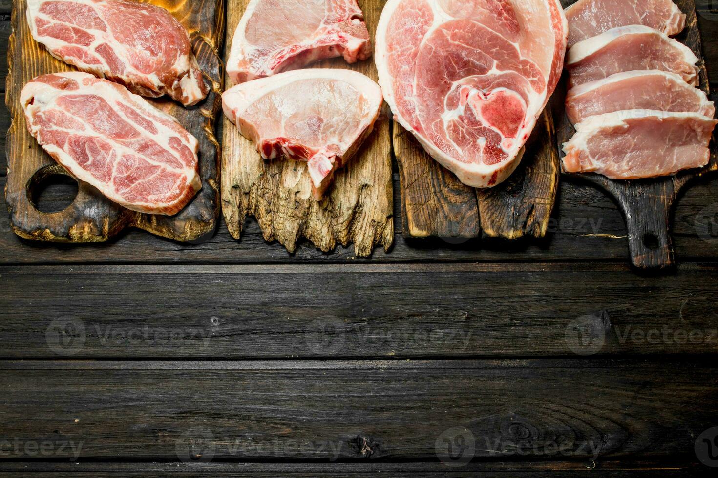 variety of Raw pork. photo