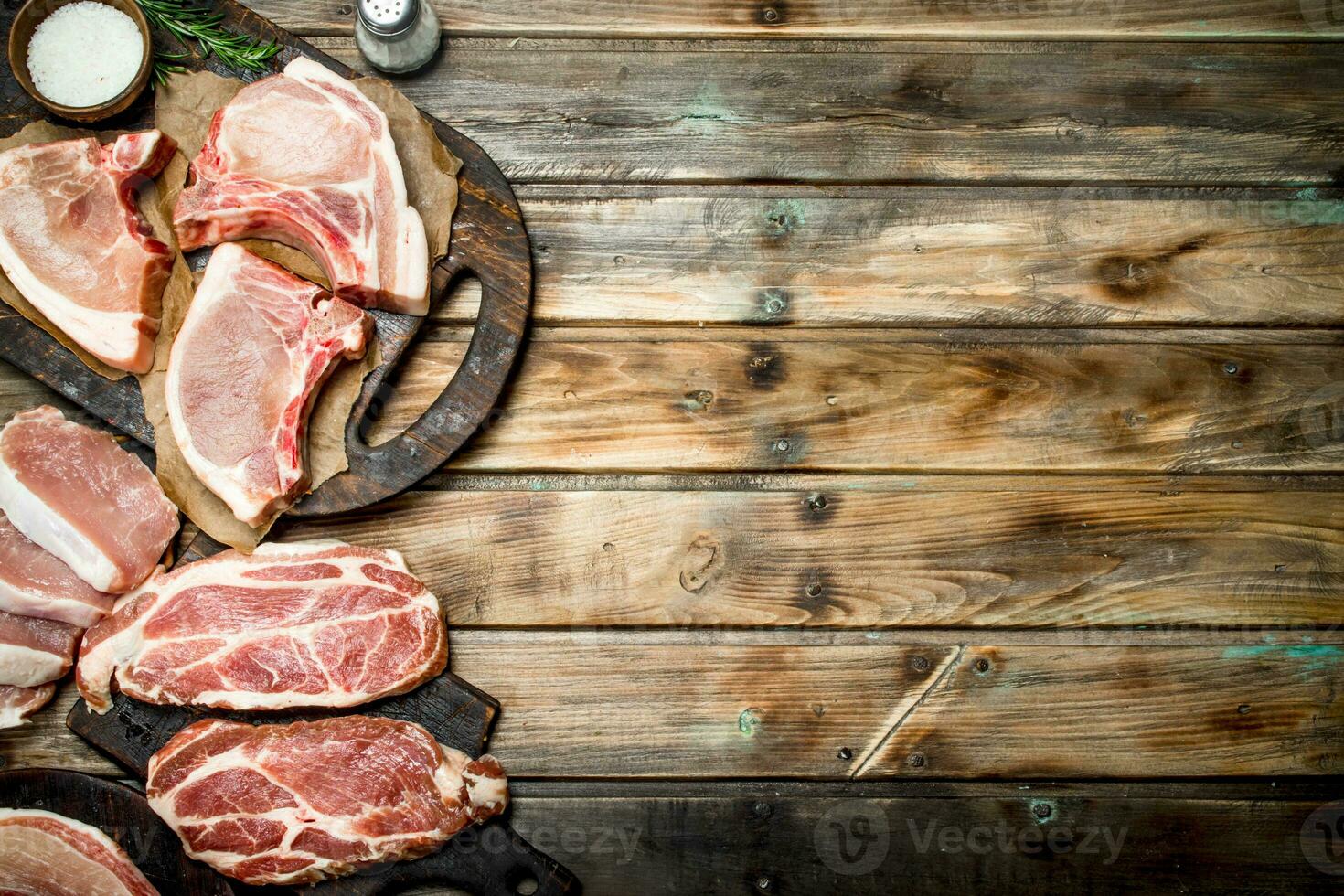 variety of raw pork. photo