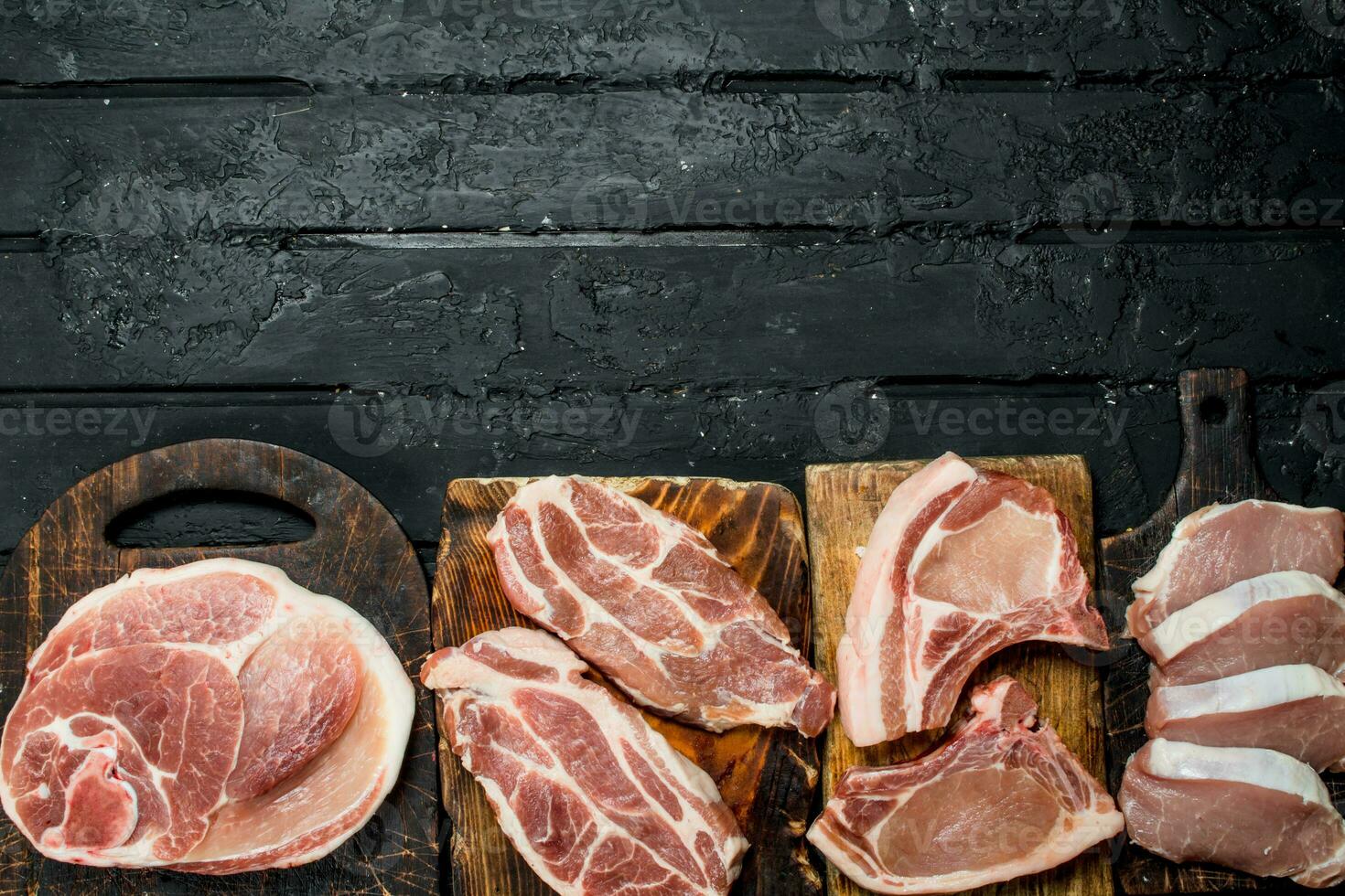 Different kinds of pork meat. photo