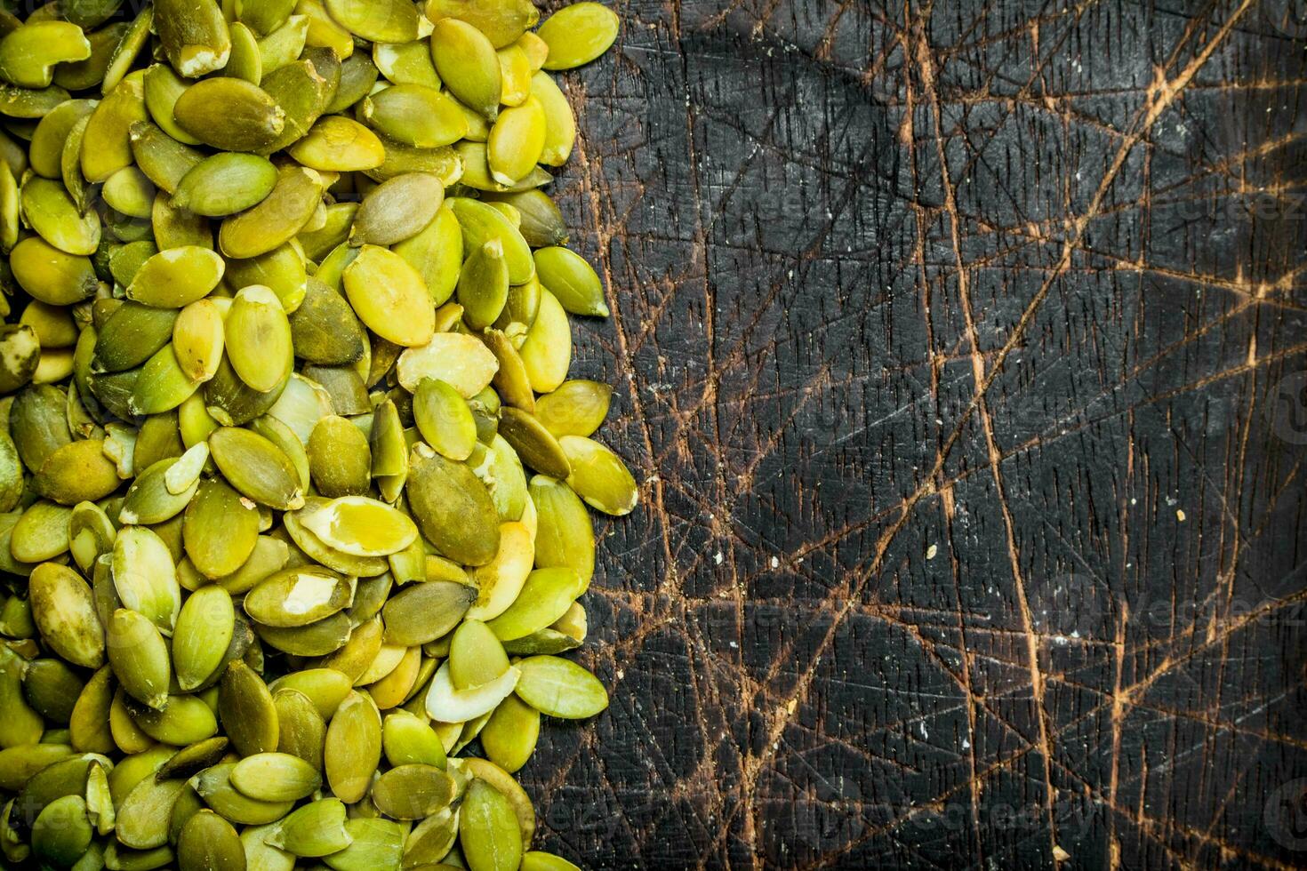 Green pumpkin seeds. photo