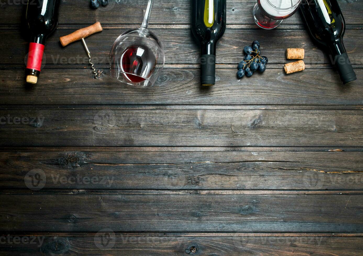 Wine background. Red wine with grapes. photo