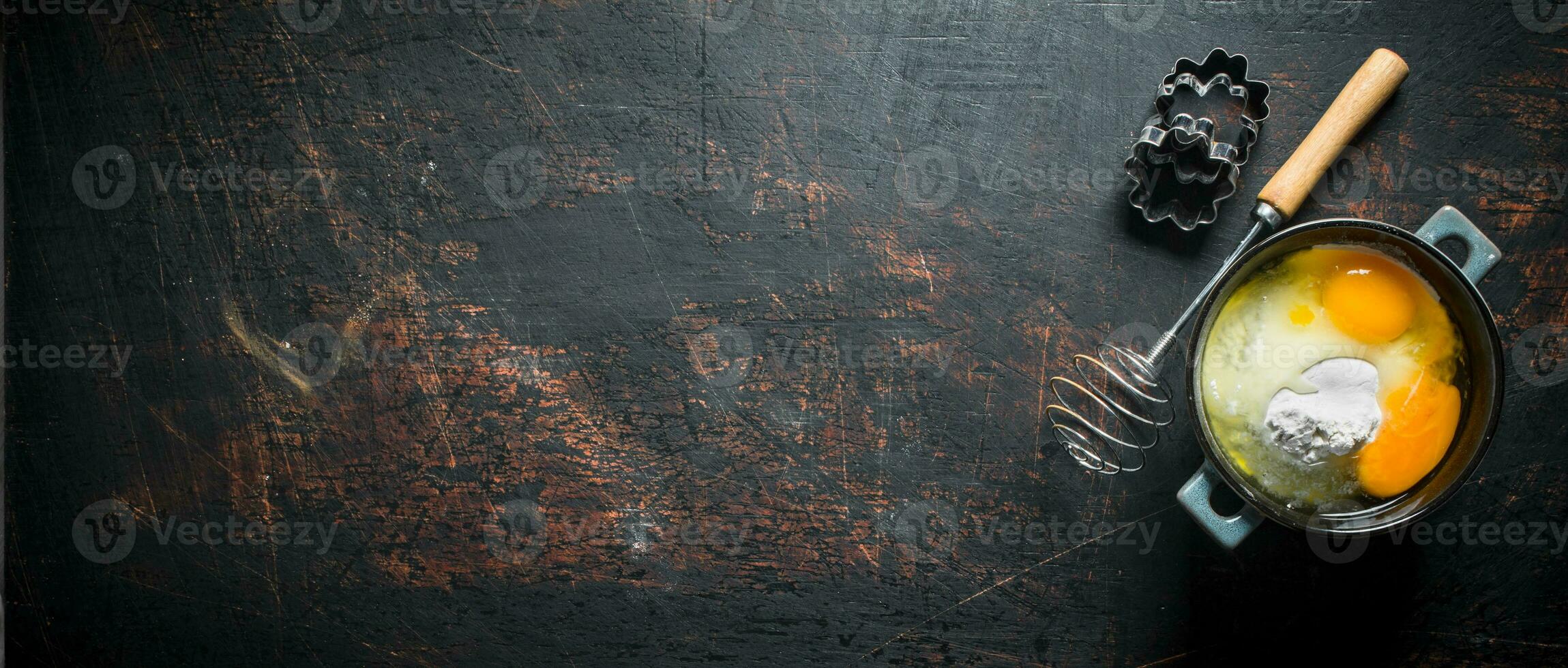 Baking background. Preparation of fresh dough. photo