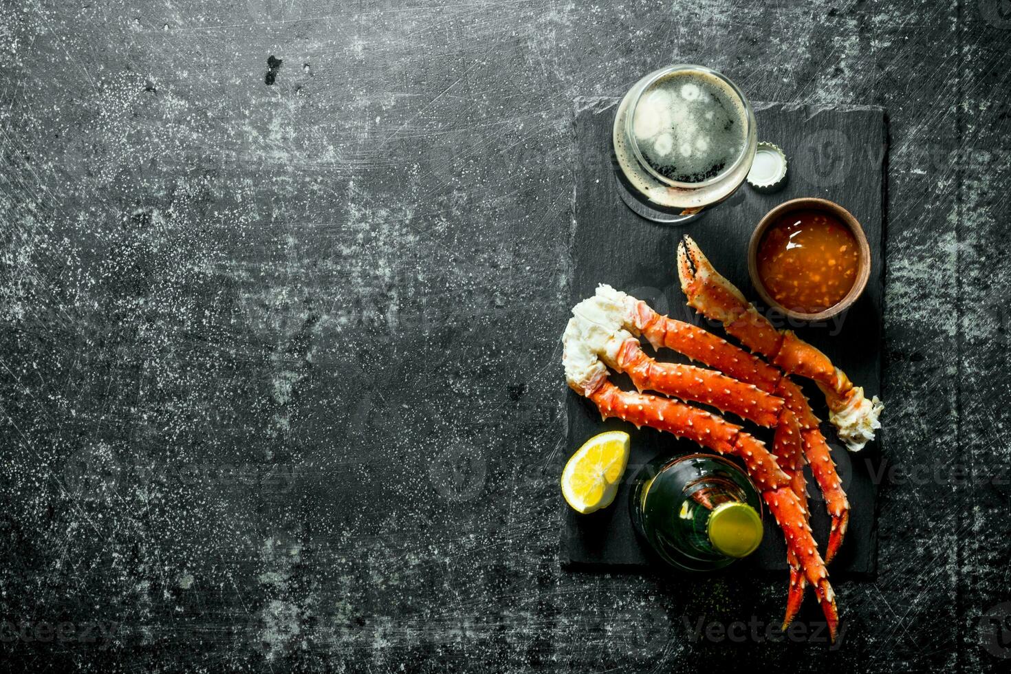 Crab with beer and sauce. photo