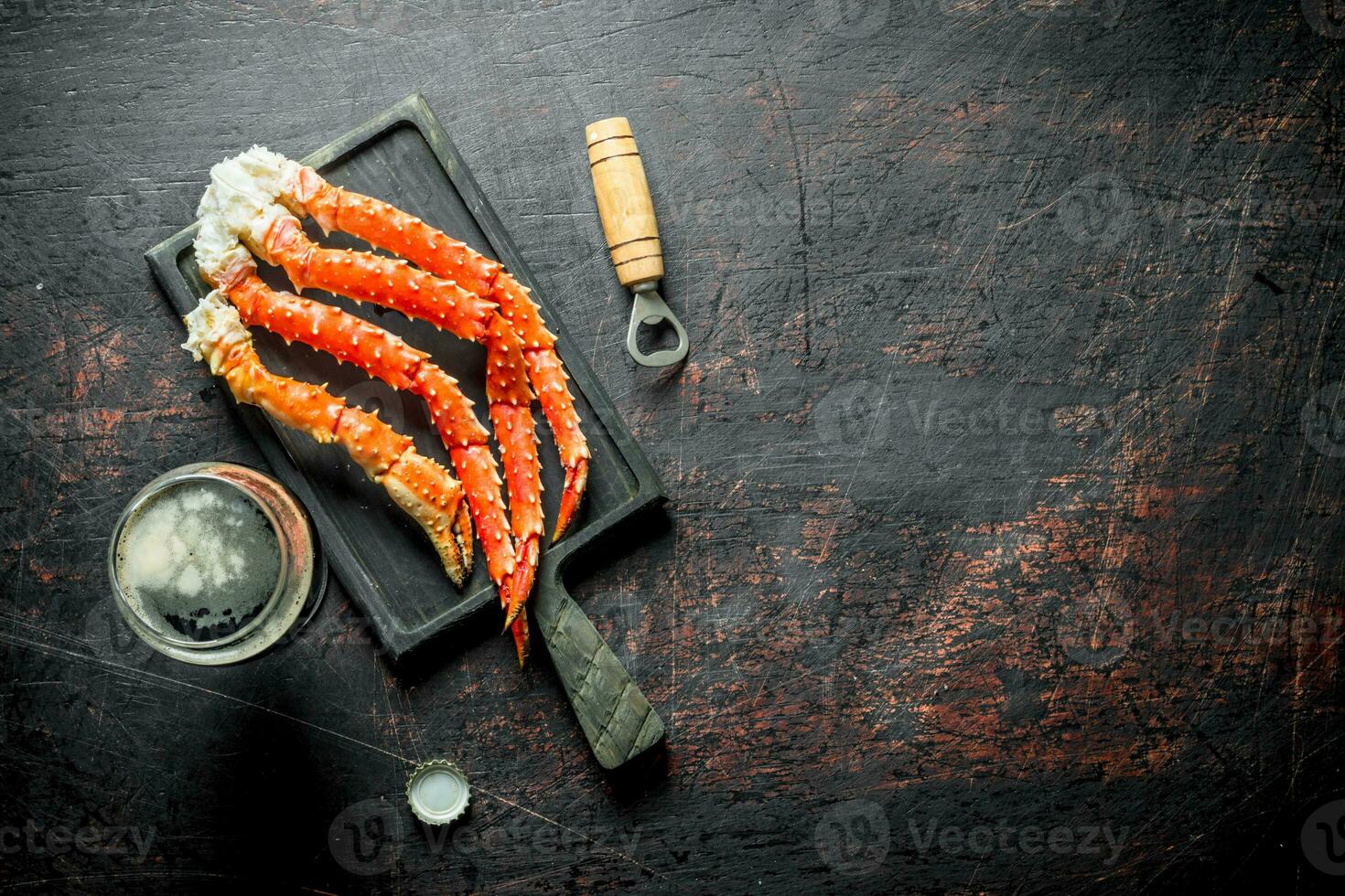 Boiled crab with beer. photo