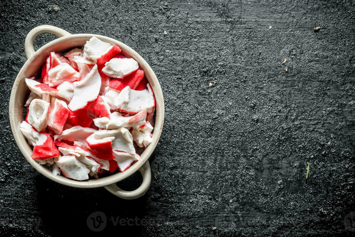 Crab meat in the bowl. photo
