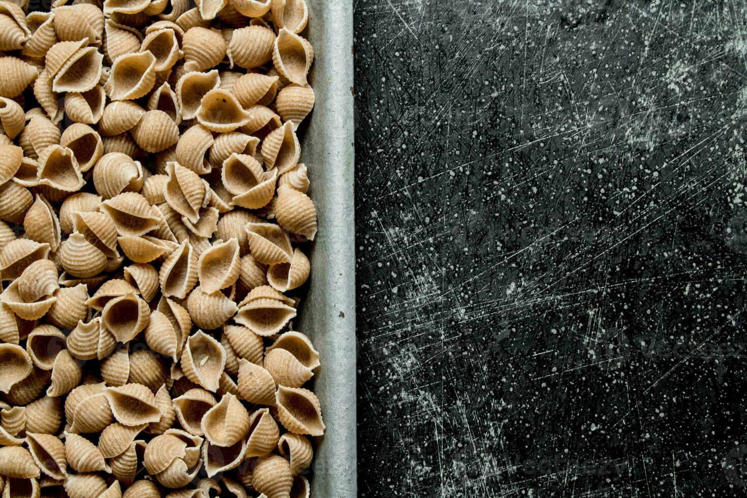 Dry pasta conchille. photo