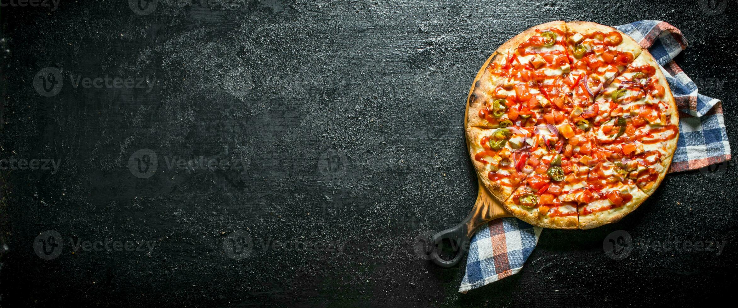 Mexican pizza with a napkin. photo