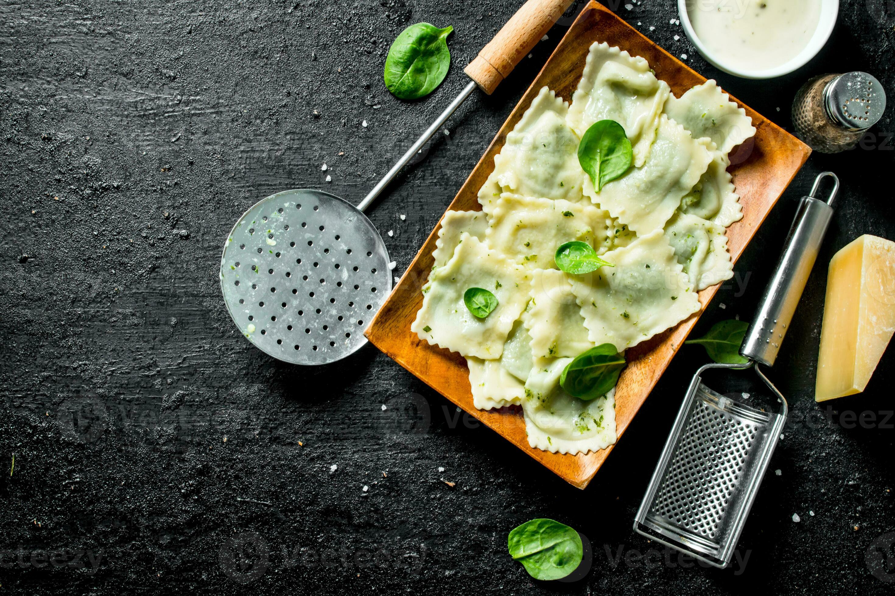 Ravioli with veal and sour cream. 32017833 Stock Photo at Vecteezy