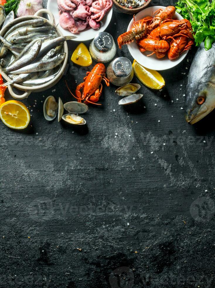 Fresh healthy seafood. photo