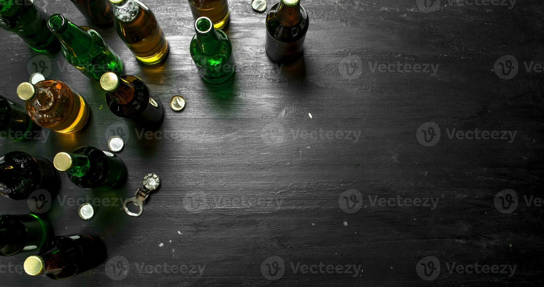 Bottles with fresh beer. photo