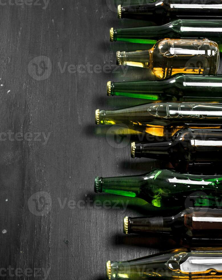 Bottles with fresh beer. photo