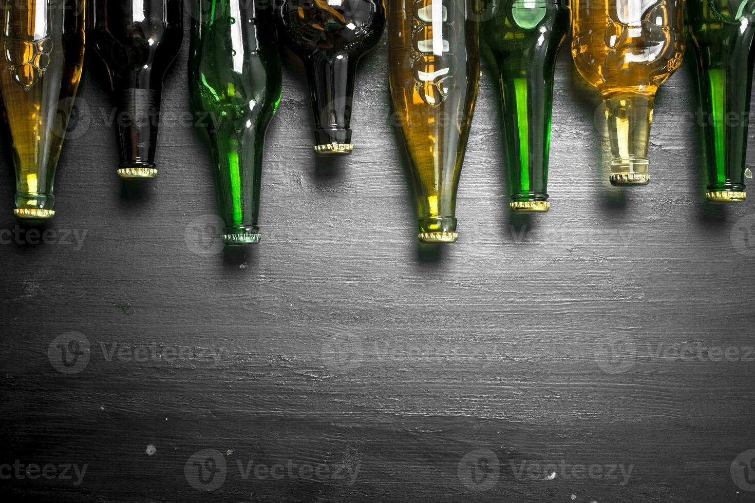 Bottles with fresh beer. photo