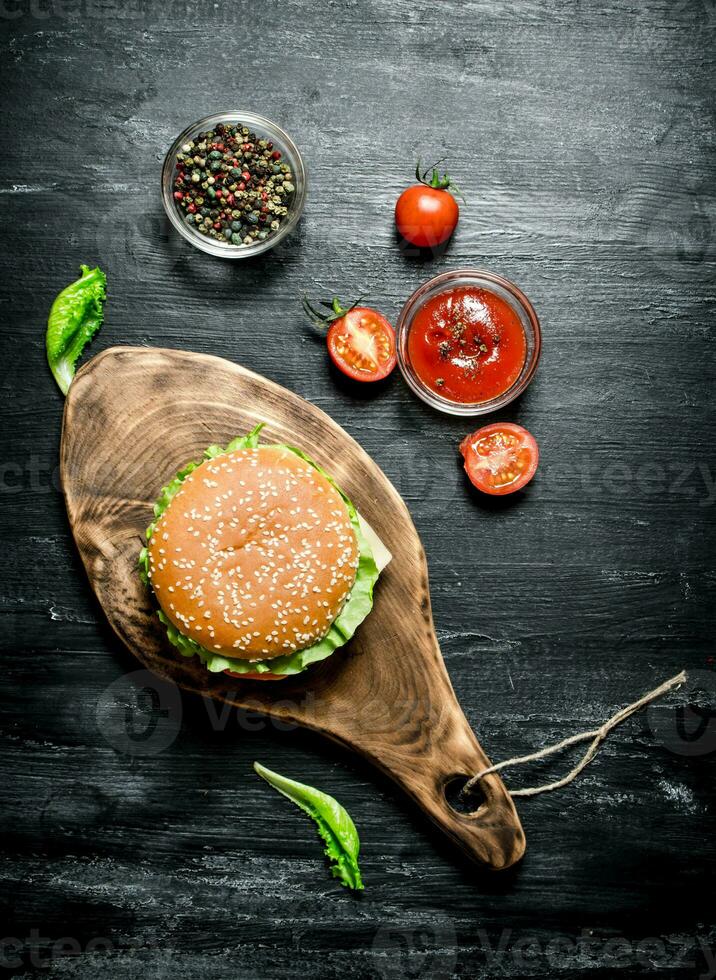 Burger with the ingredients photo