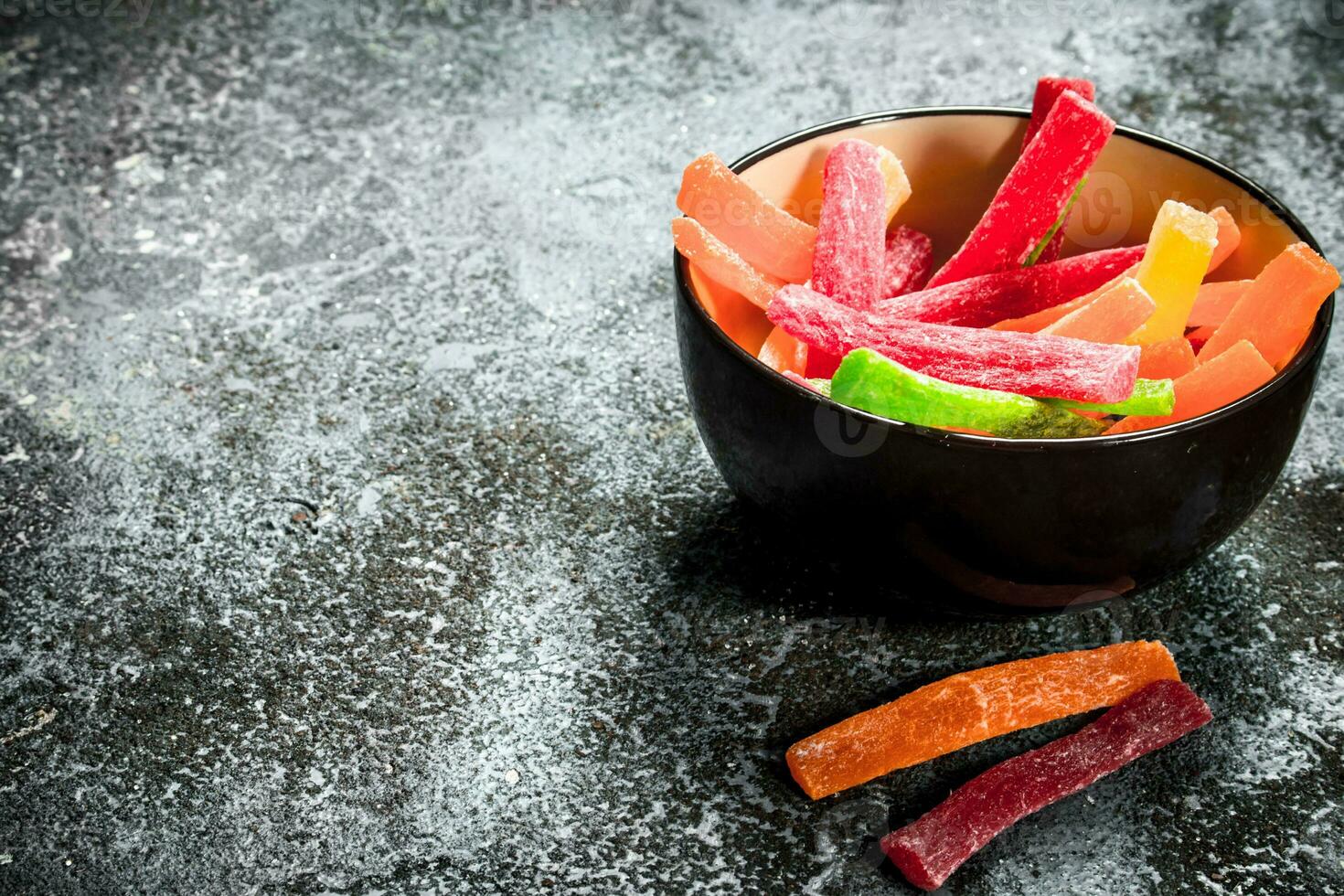 candied fruits in a bowl photo