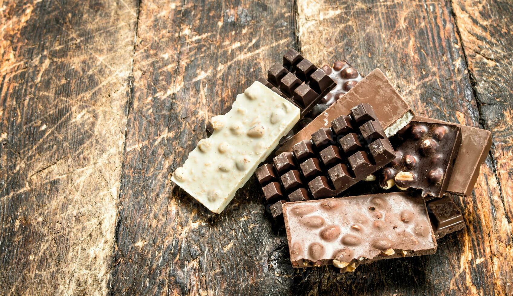 Different chocolate bars. photo