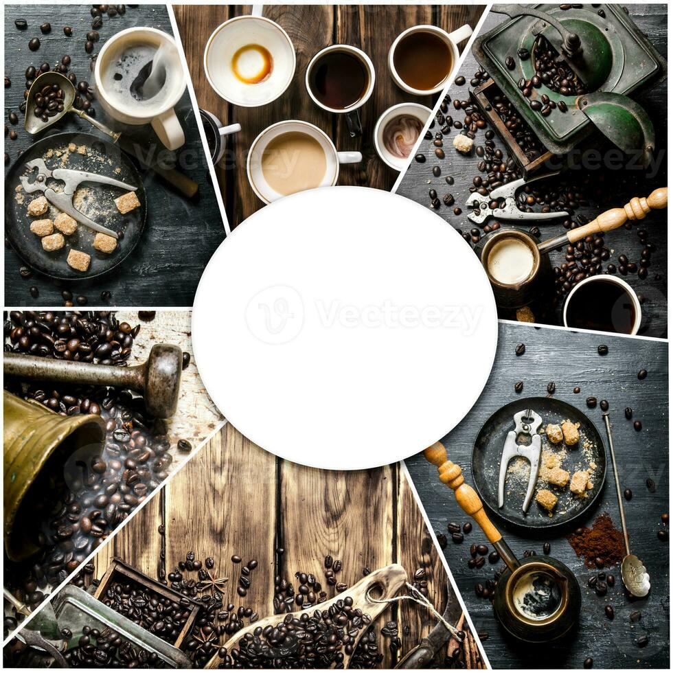 Food collage of coffee . photo