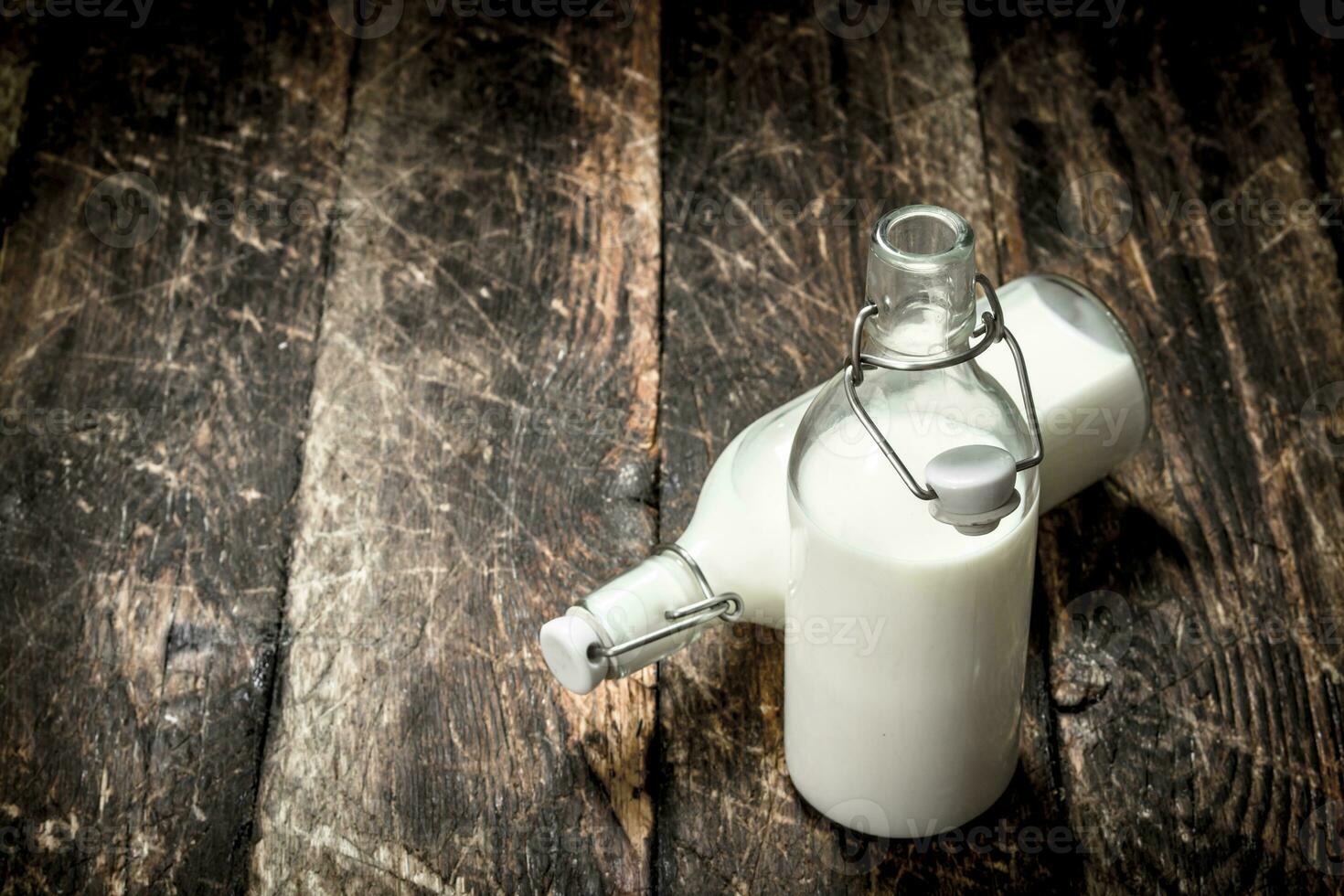 Bottles with fresh milk. photo