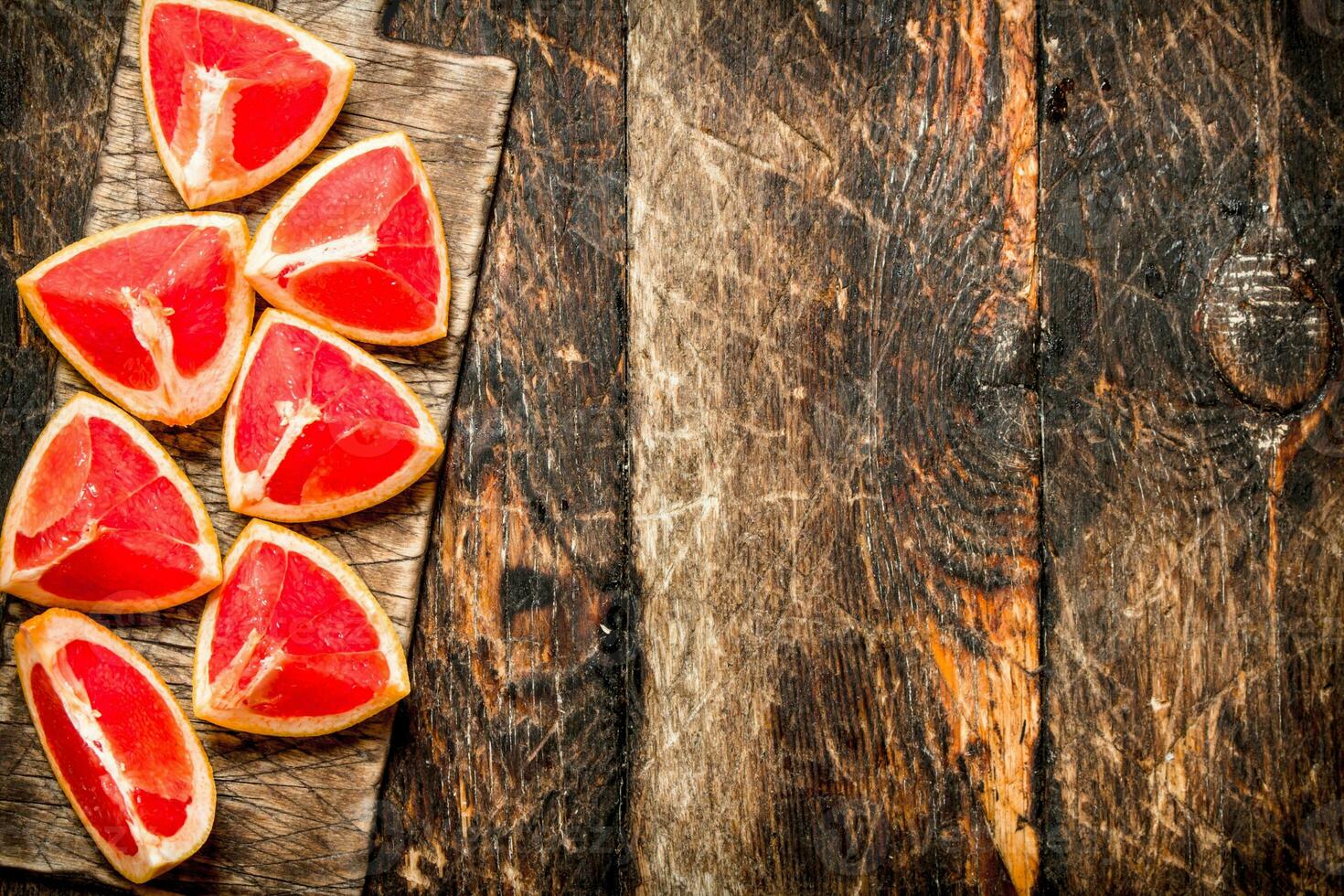 The slices of fresh grapefruit. photo