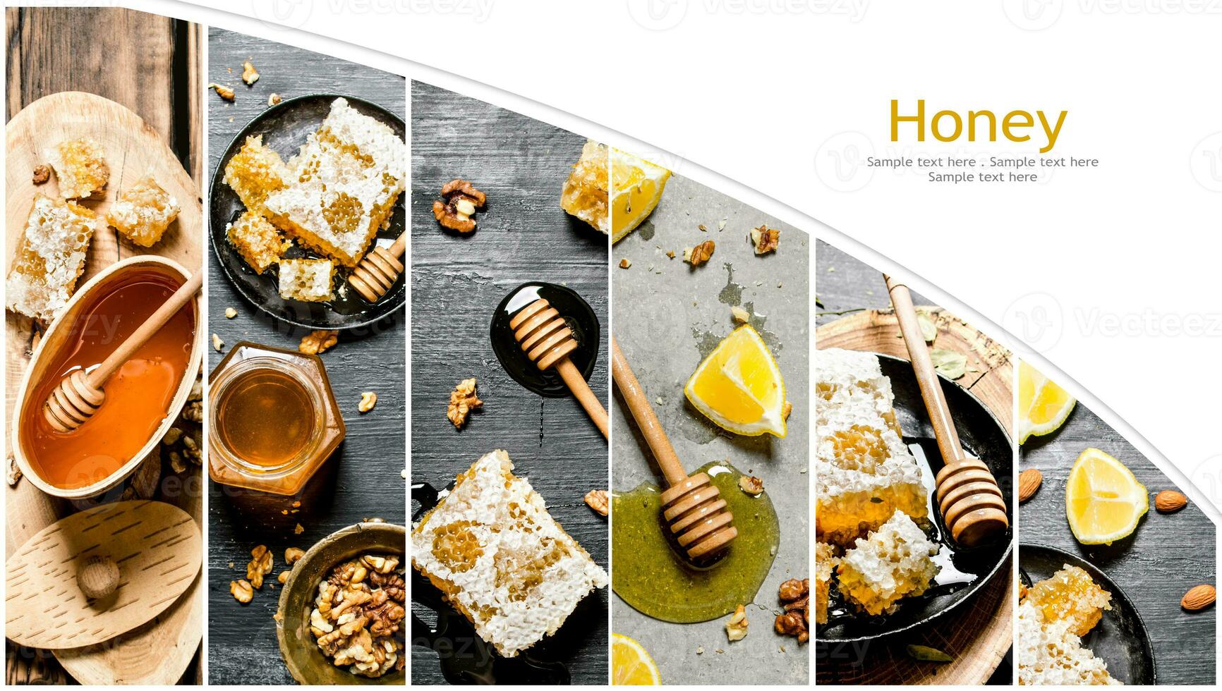 Food collage of honey. photo