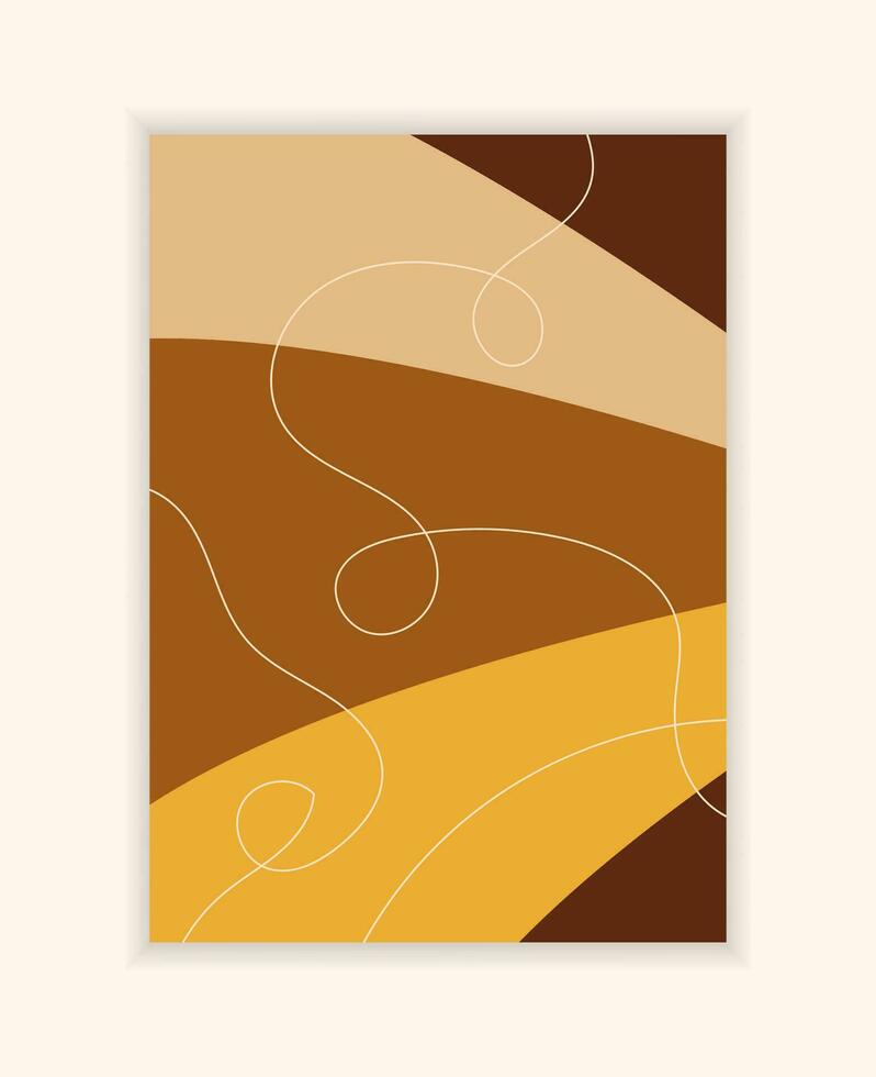 Vector background abstract stripes and lines. Poster in autumn colors. Hills and roads fantasy.