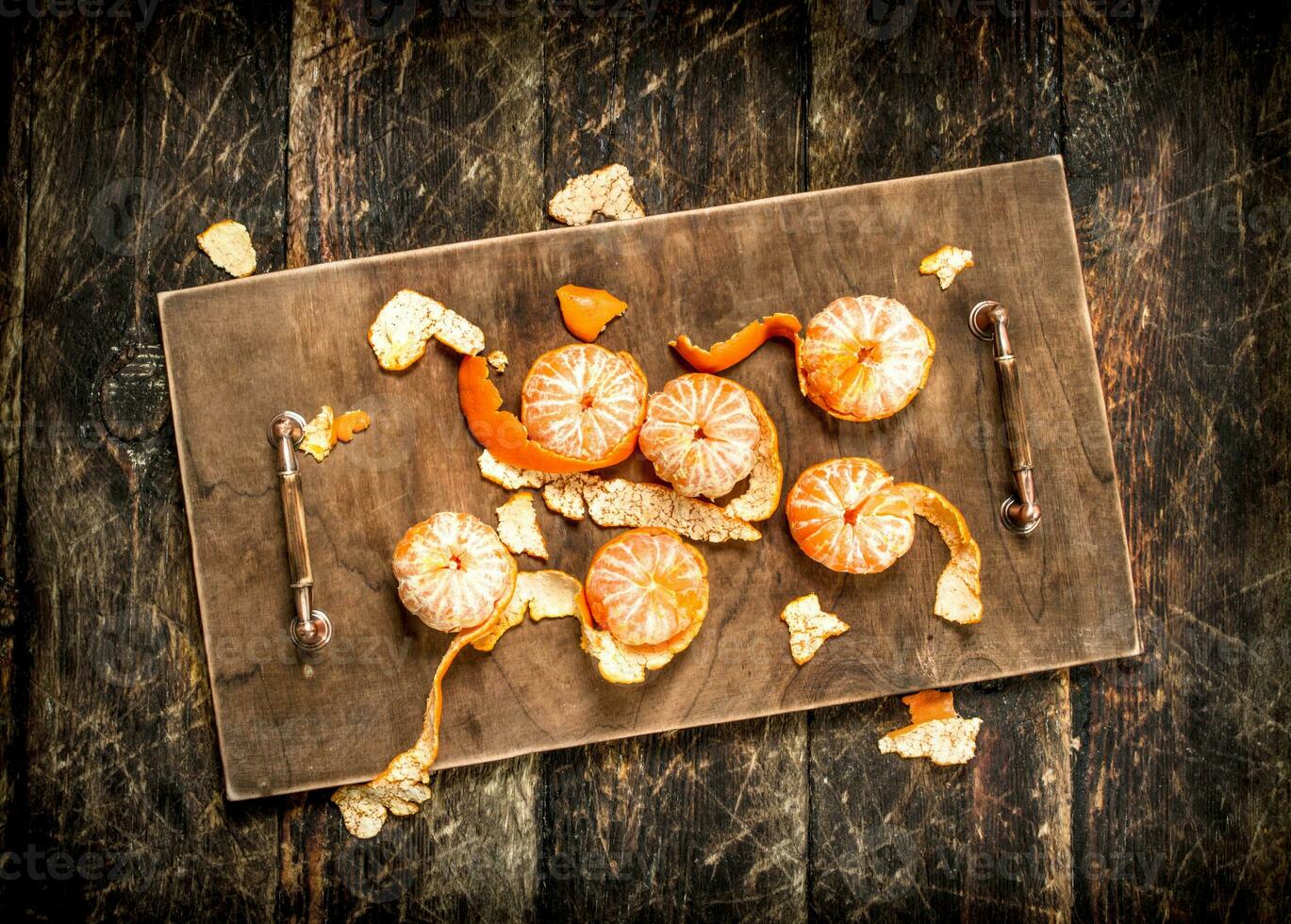 Ripe peeled mandarin. photo