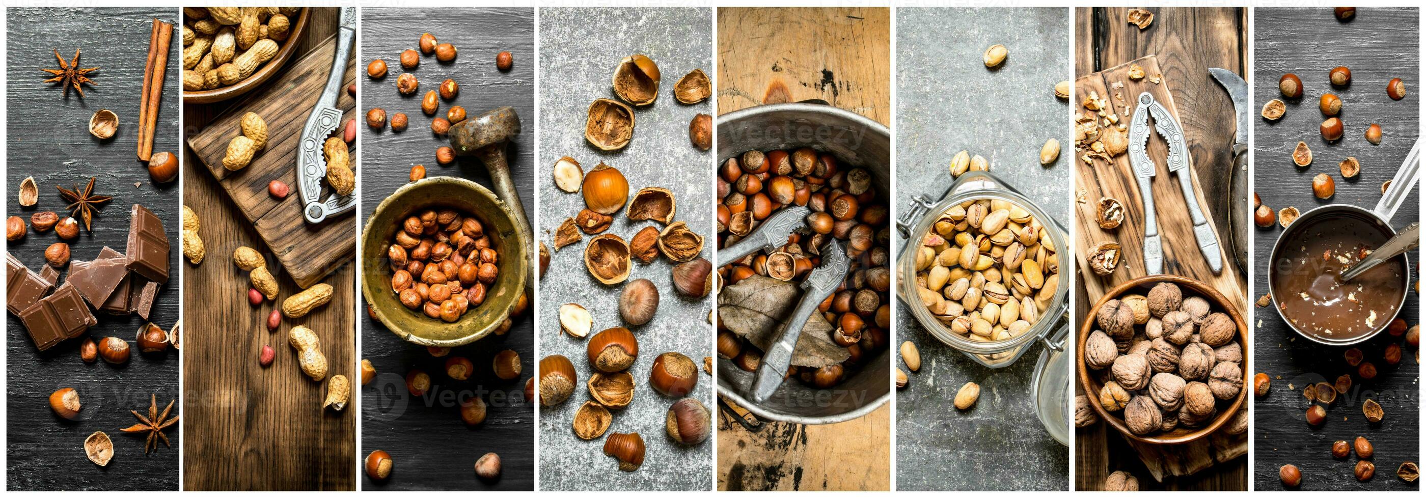 Food collage of nuts. photo