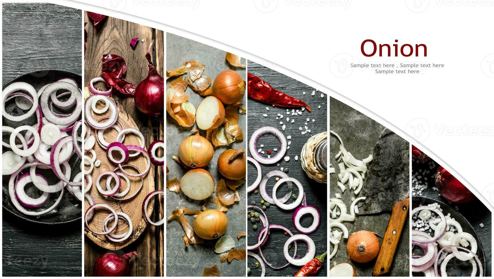 Food collage of onions . photo