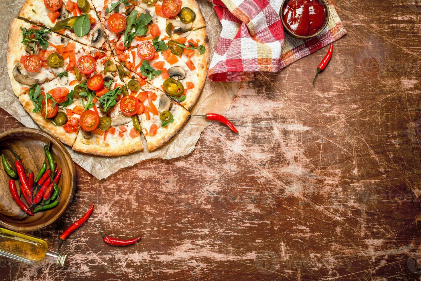 Mexican pizza with hot pepper. photo