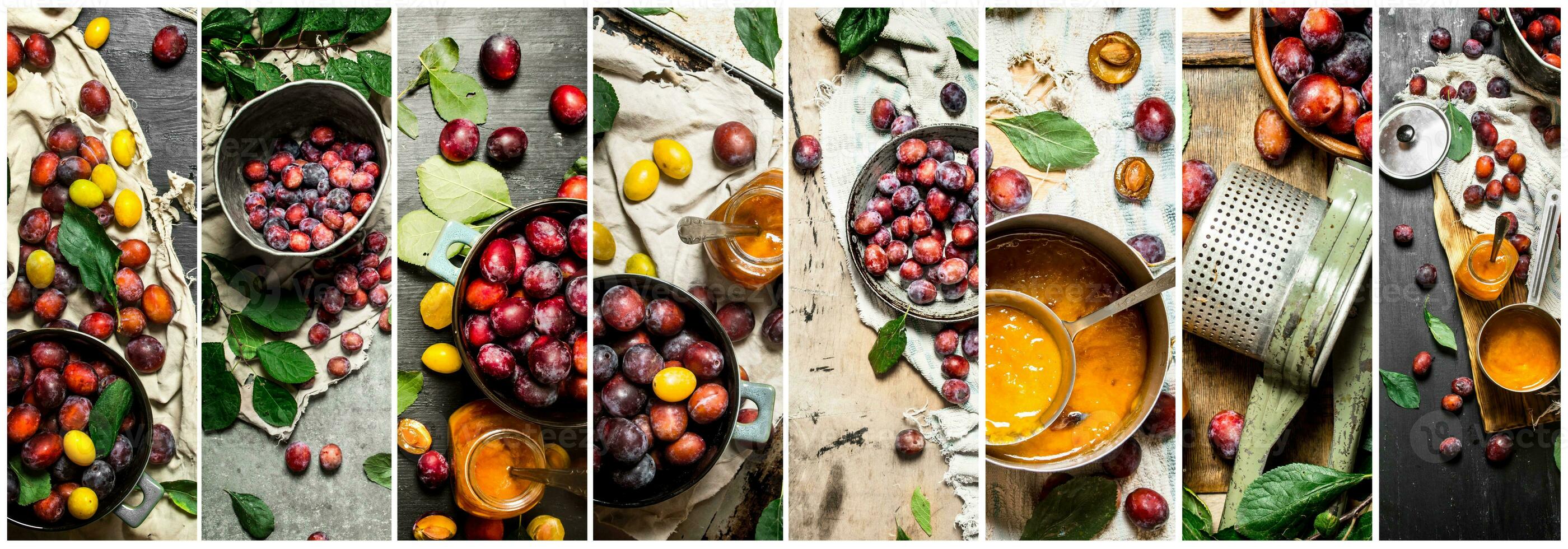 Food collage of plum. photo