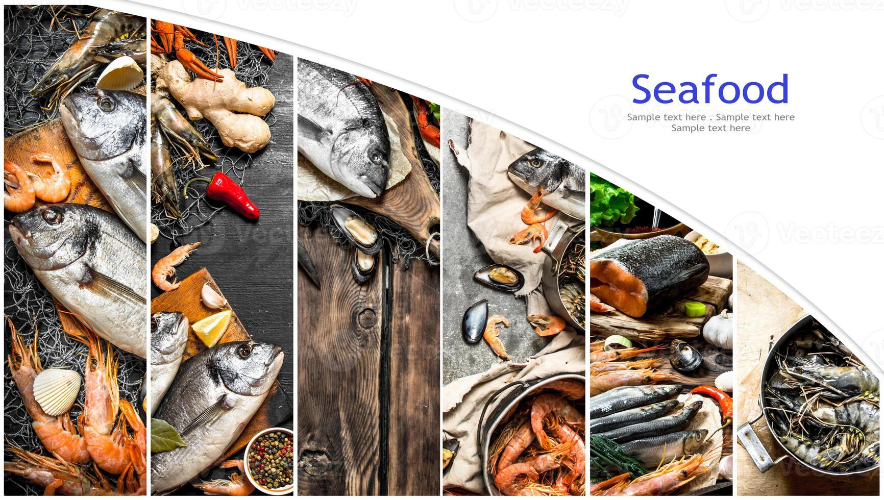 Food collage of seafood . photo