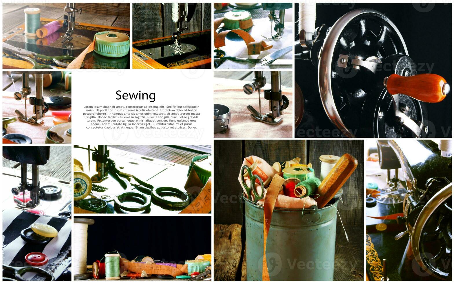 collage of sewing photos .