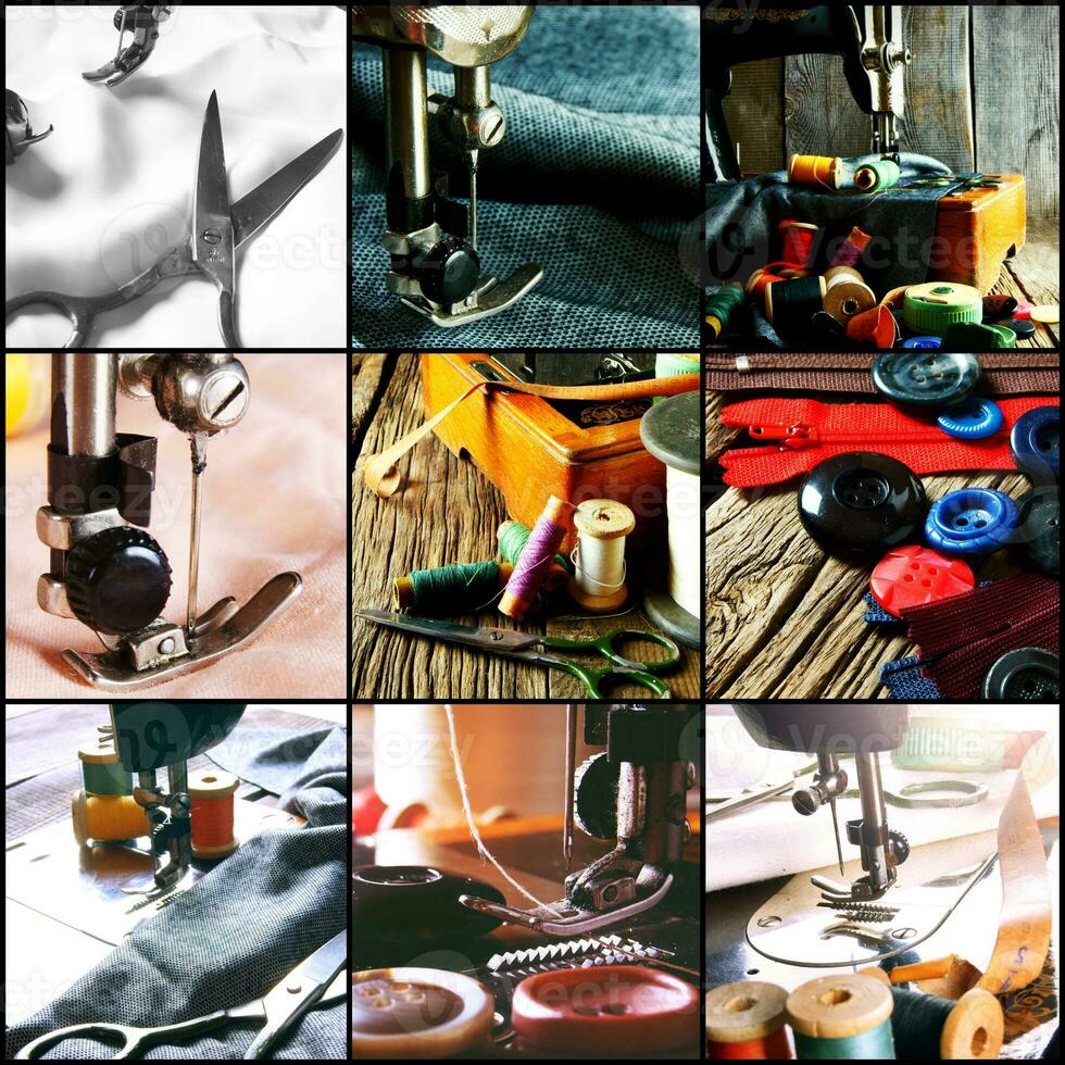 collage of sewing photos .