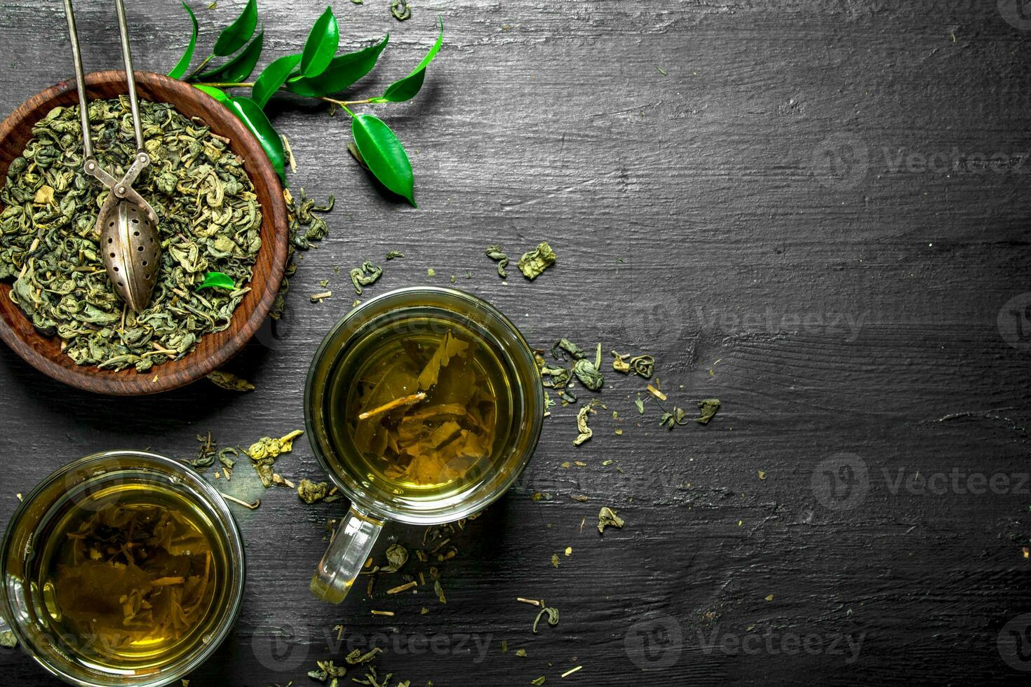 Brewed fragrant green tea. photo