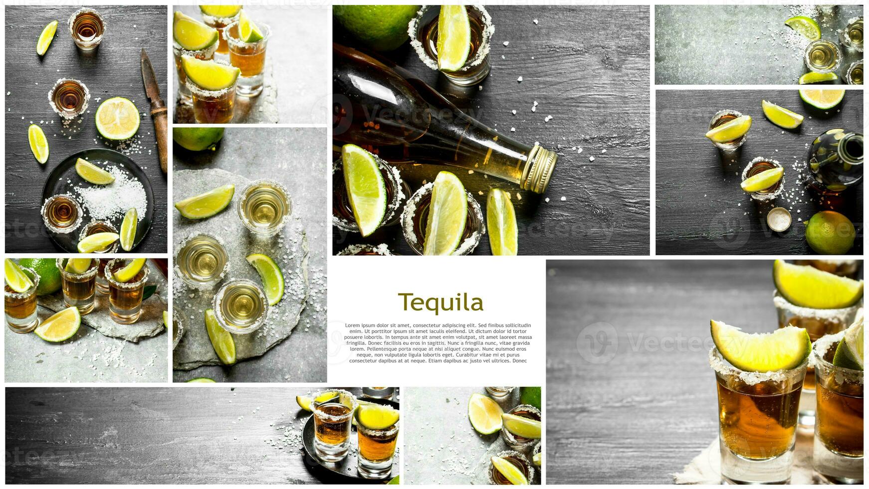 Food collage of tequila. photo