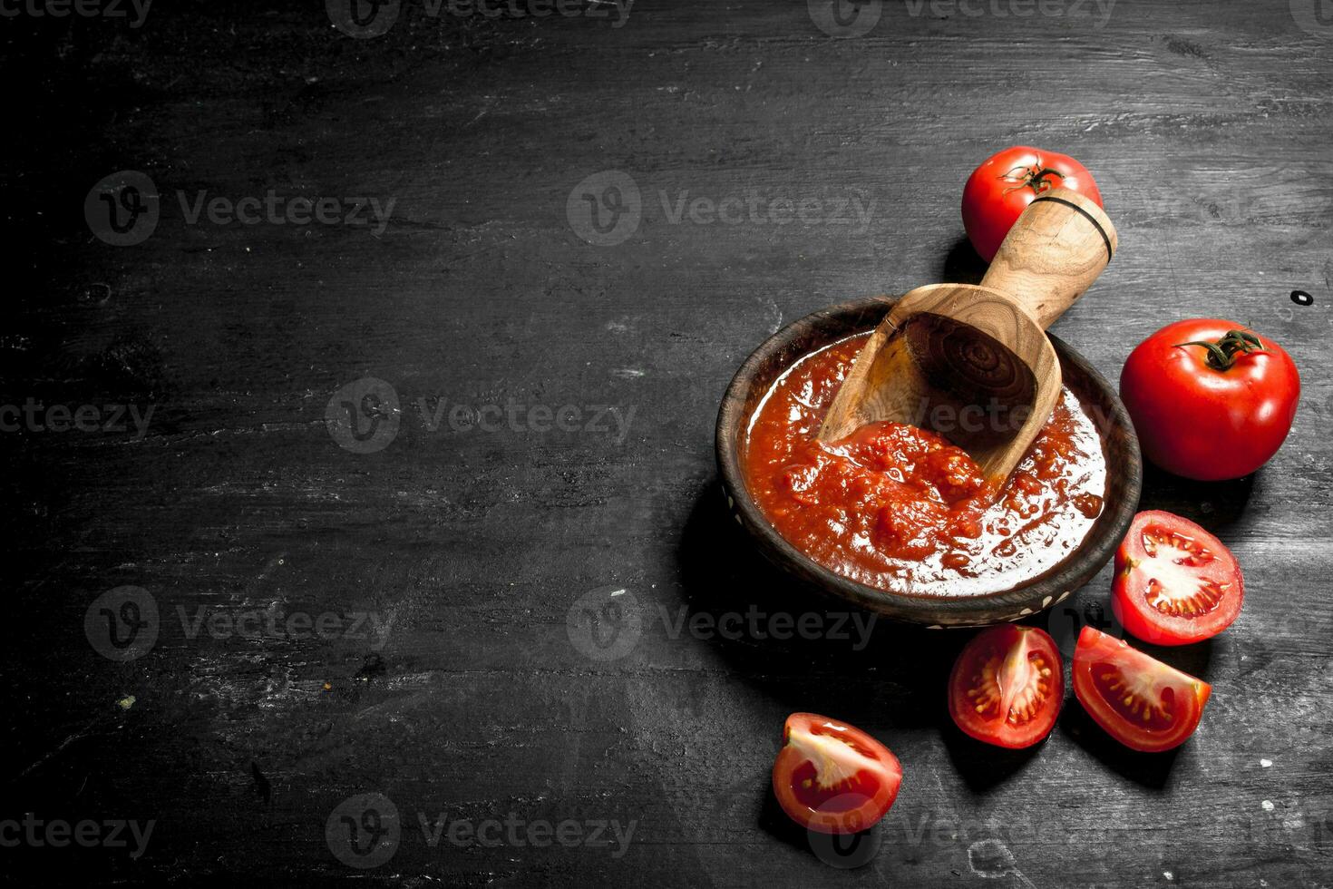 Tomato sauce in a bowl. photo