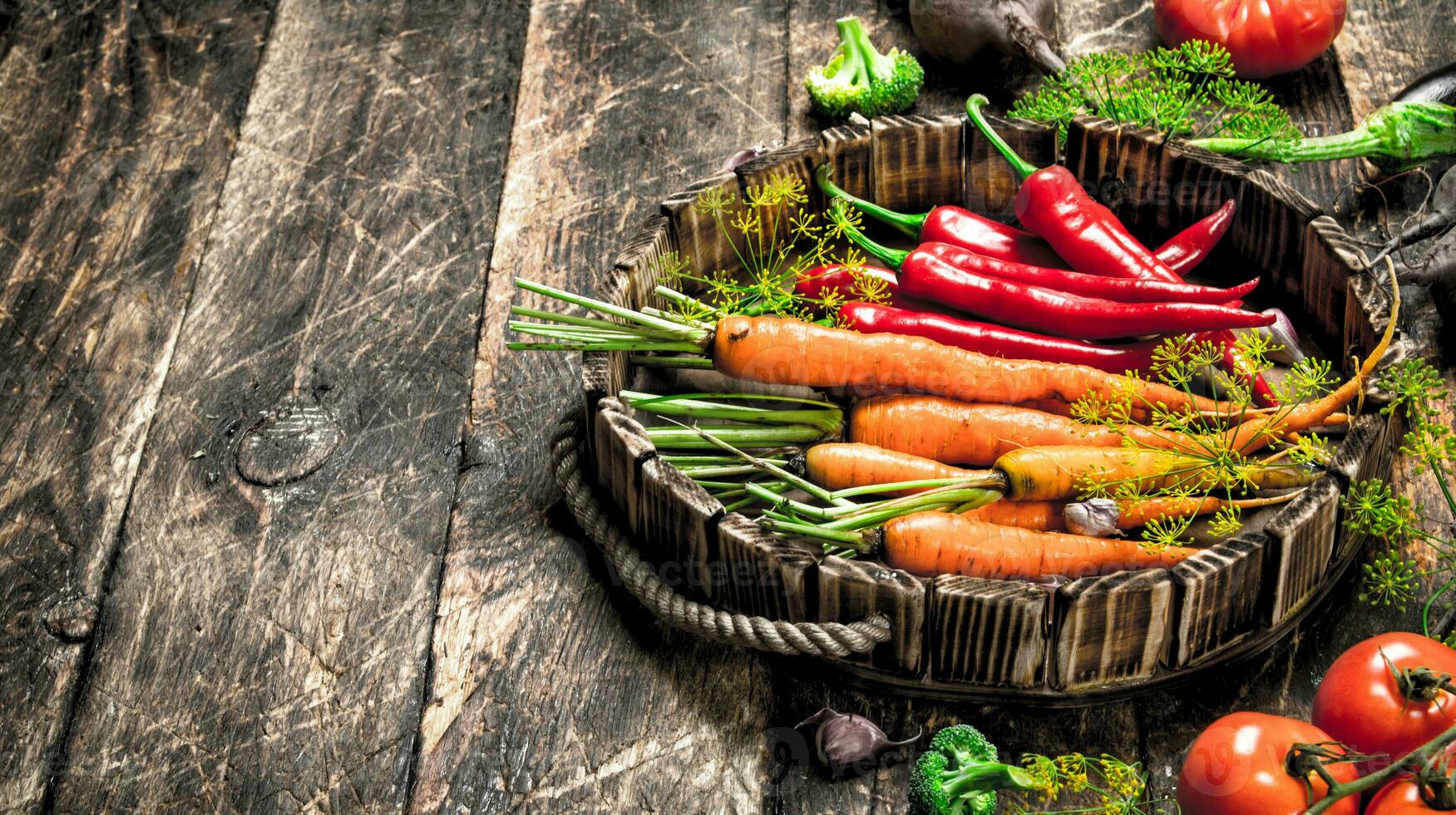 Organic food. Fresh harvest of vegetables. photo
