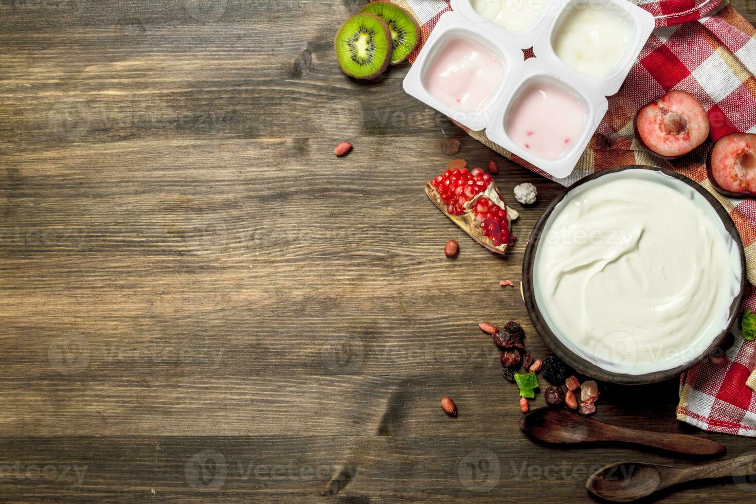 Fresh yogurt with fruit. photo