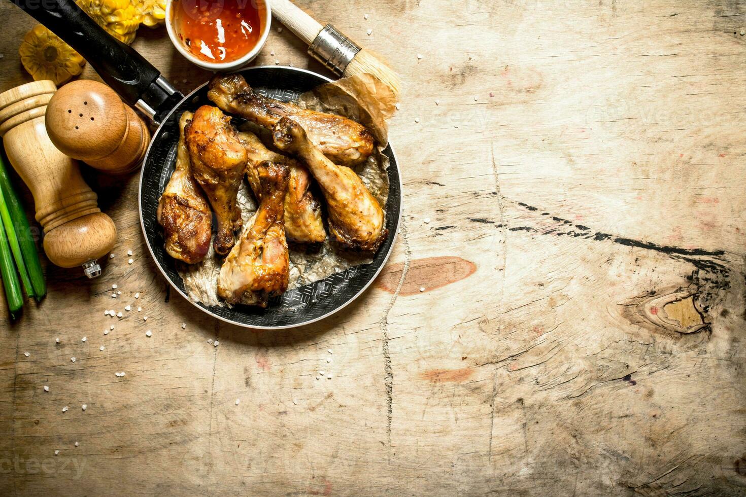 Fried chicken with tomato sauce. photo