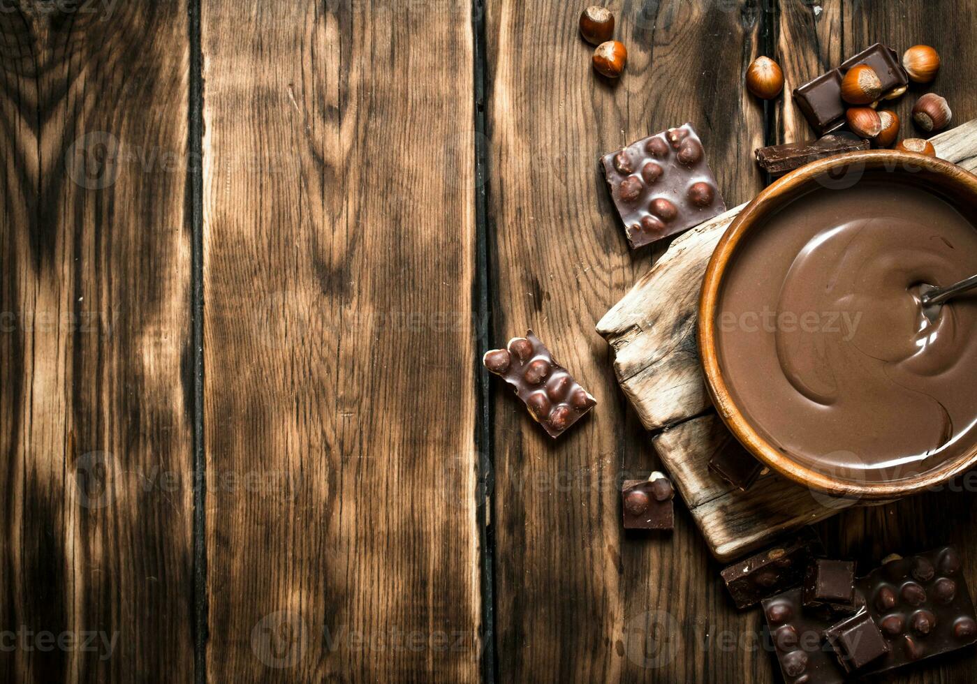 Chocolate cream with nuts. photo
