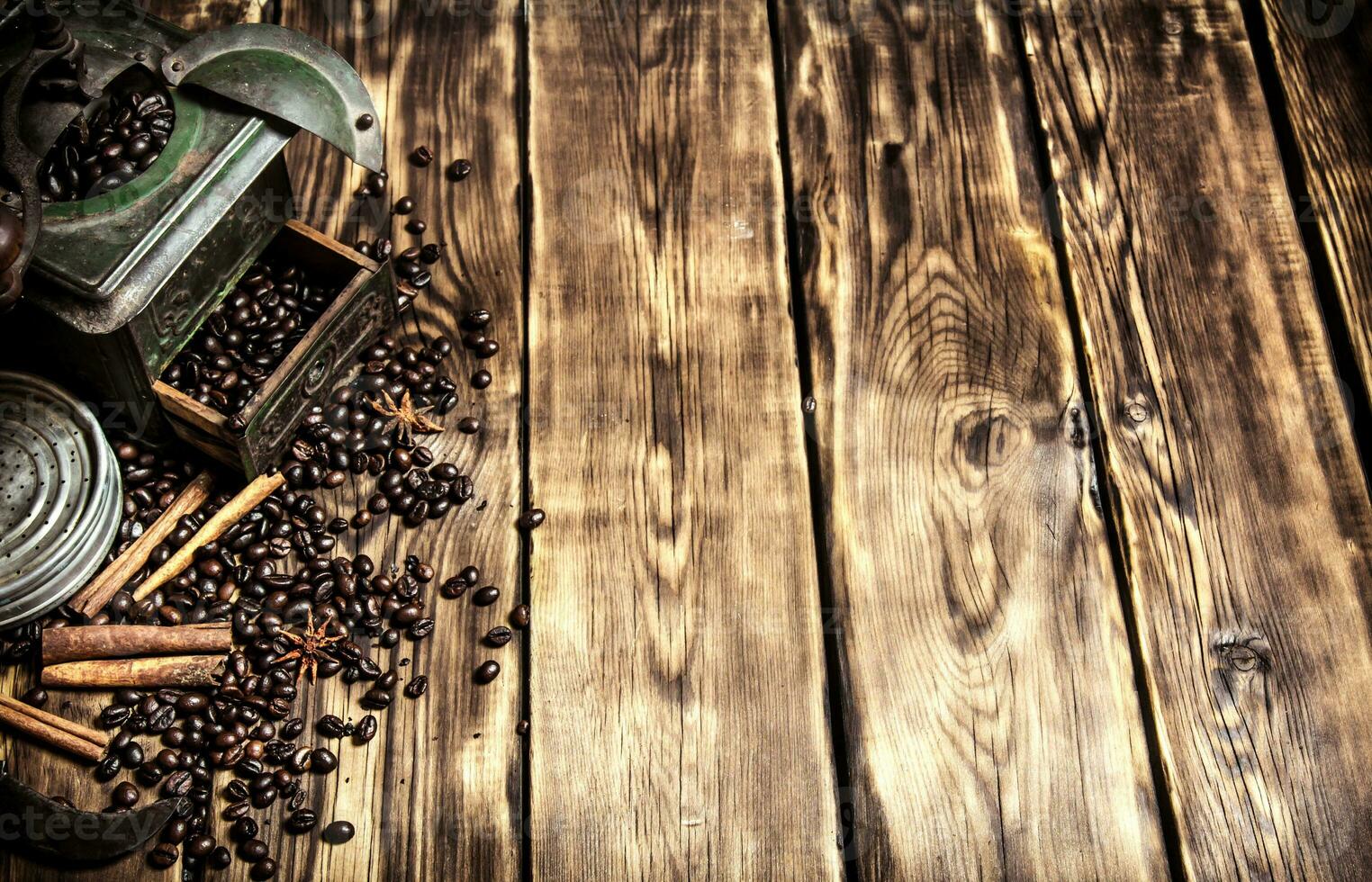 Coffee style. Old coffee grinder photo