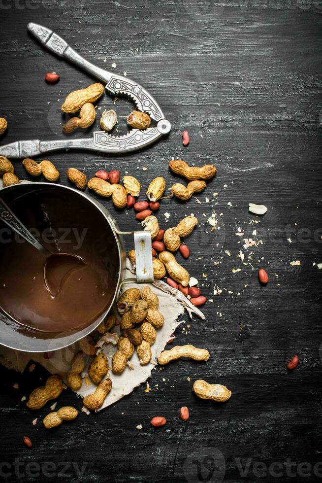 Fresh chocolate butter . photo