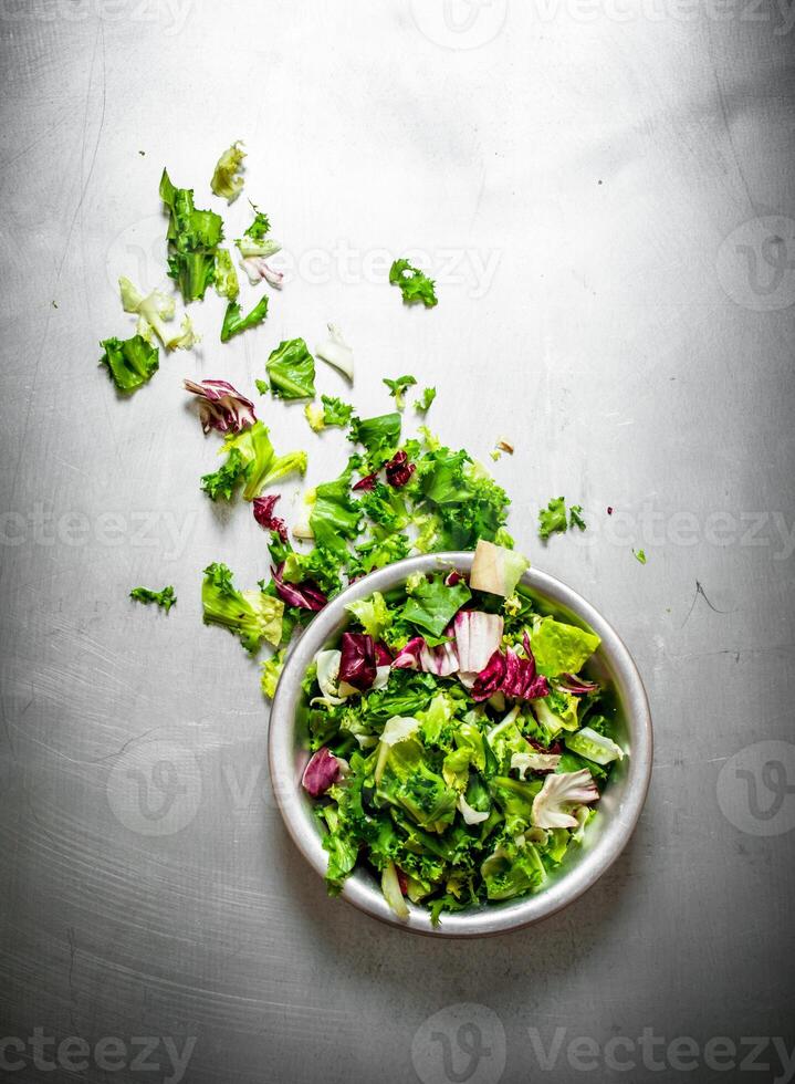 salad of fresh greens. photo