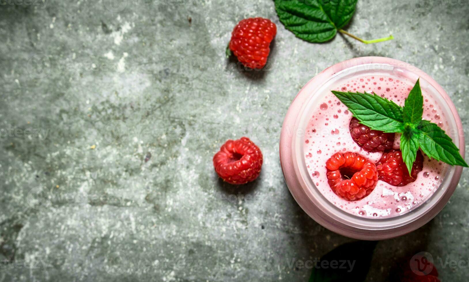 Raspberry smoothie with mint. photo